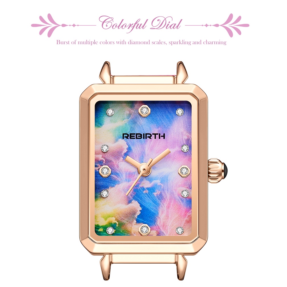 REBIRTH Jam Tangan Wanita Mode Santai Warna-Warni Dial  Anti Air KuarsaTali Jala Jam Tangan Cewek