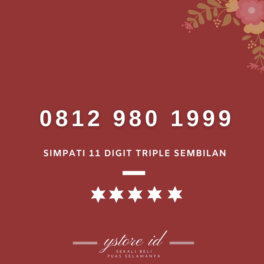 Langka. NOMOR CANTIK SIMPATI 11 DIGIT HOKI 1999 KARTU PERDANA TELKOMSEL 4G NOMER SERI 1999 999