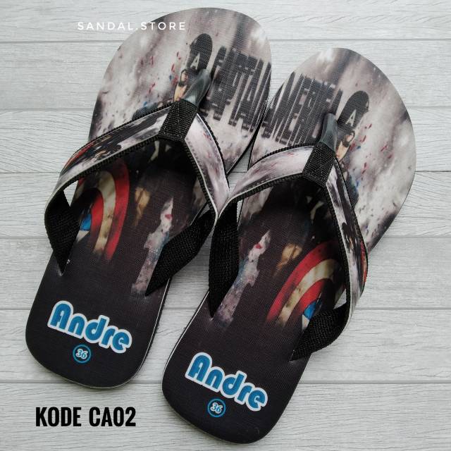 Sandal Custom karakter Captain Amerika FREE Custom Suka Suka Anak/Dewasa