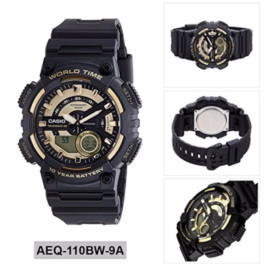 Casio Original AEQ-110BW-9A / AEQ110BW-9A Jam Tangan Pria - Digital - Karet - Hitam