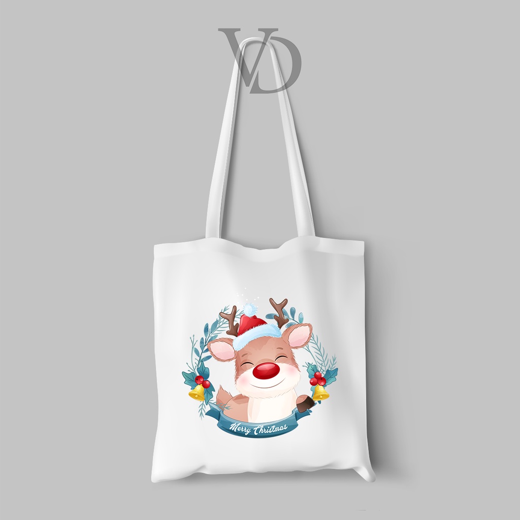 tote bag kanvas edisi christmas 2022 / tas belanja natal lucu versi 3