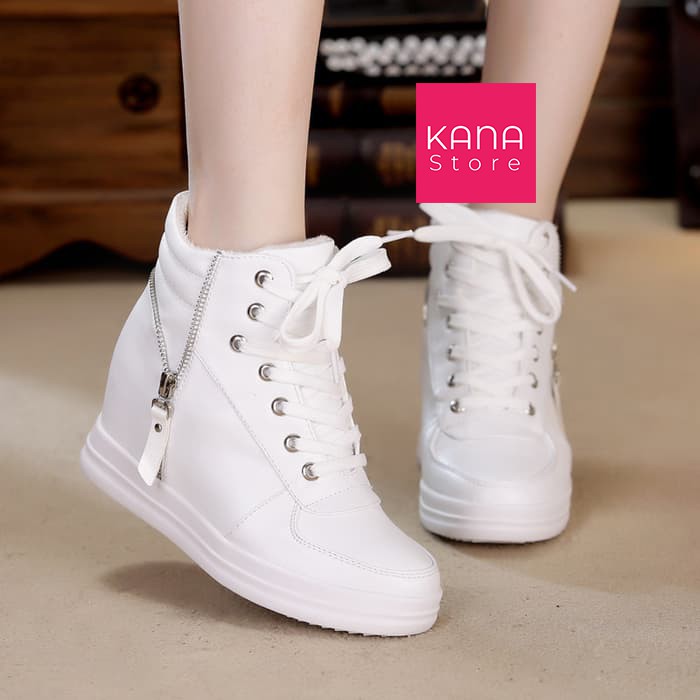 Sepatu Boots Wanita Wedges ZR014 Putih / boots / sepatu murah / sepatu / sepatu putih