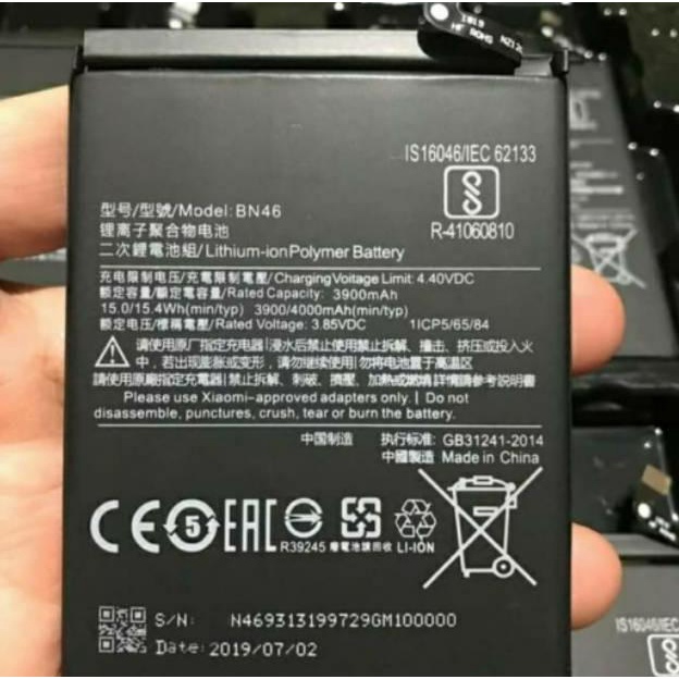 Baterai Original 100% Xiaomi Redmi Note 8 Bn46 Redmi Note8 Bn-46 Terlaris