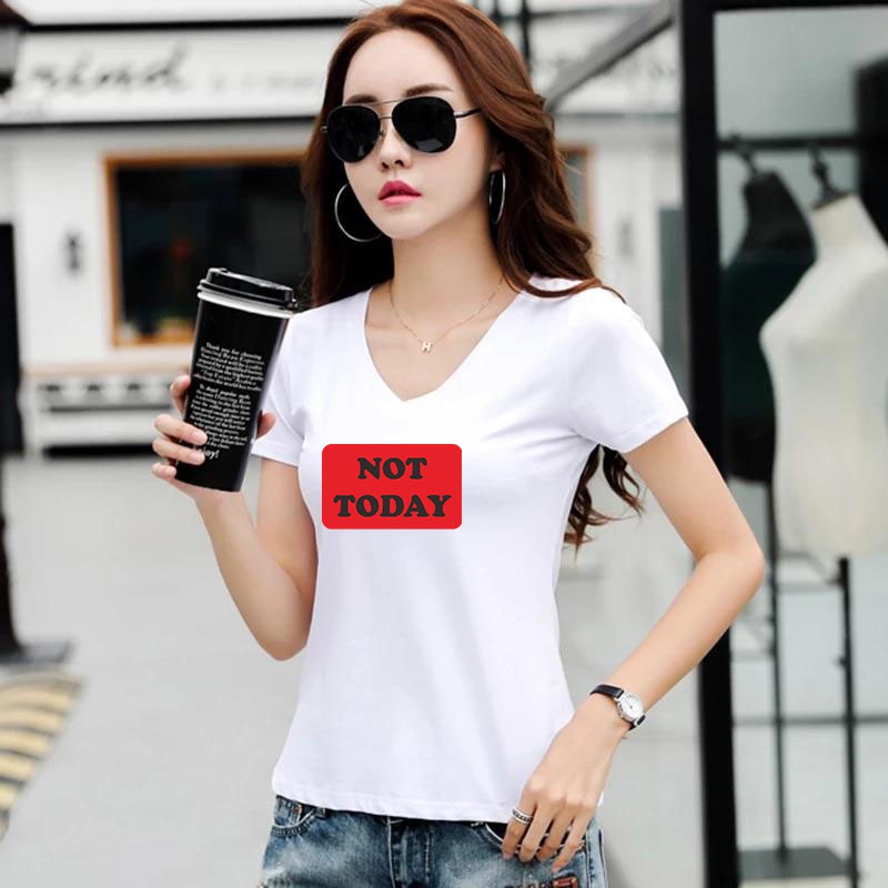 YOURSTYLE1119 - KAOS WANITA VNECK NOT TODAY RED/ KAOS TERLARIS / KAOS VNECK