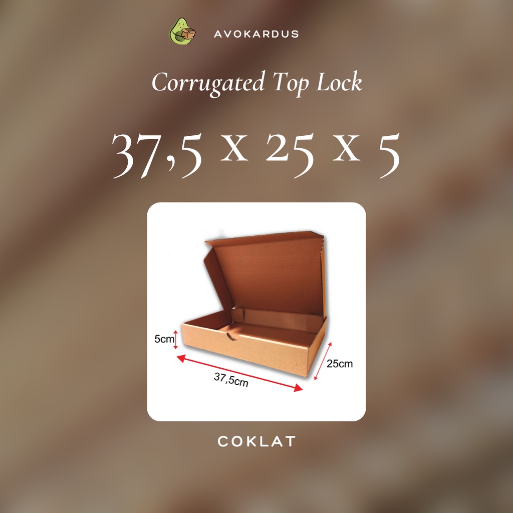 

Kardus Corrugated Die Cut 37,5x25x5 Top Lock Kotak Dus