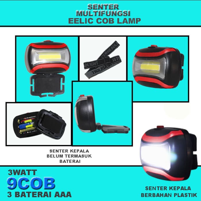 Head Lamp Senter Kepala Mini Cob Lampu Kemping Bersepeda Sorot Light