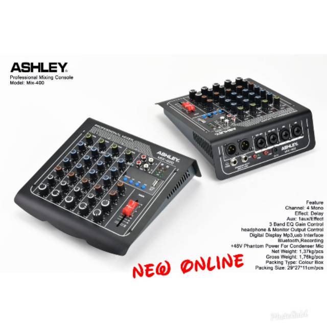 Mixer audio Ashley MIX400 channel USB bluetooth recording