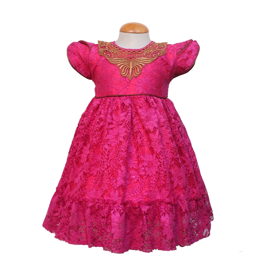 Dress Kids Alia/ Pakaian Bayi Perempuan / Dress Brukat Renda Anak Real Pict Umur 1-3 Thn / Gaun Pesta Balita  Furing Kids Best Seller