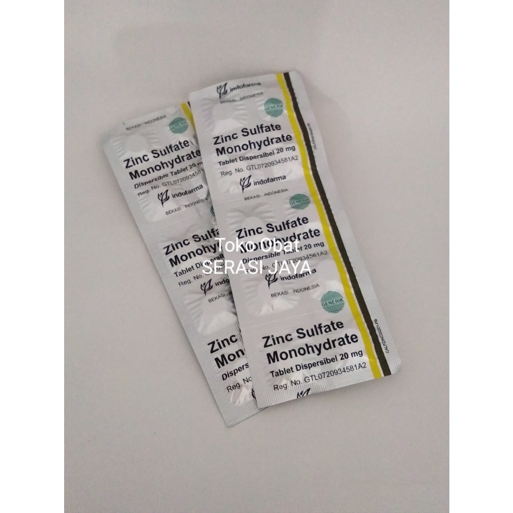 Zinc Sulfate Monohydrate Tablet 20mg Indofarma Terapi Garam Diare Anak