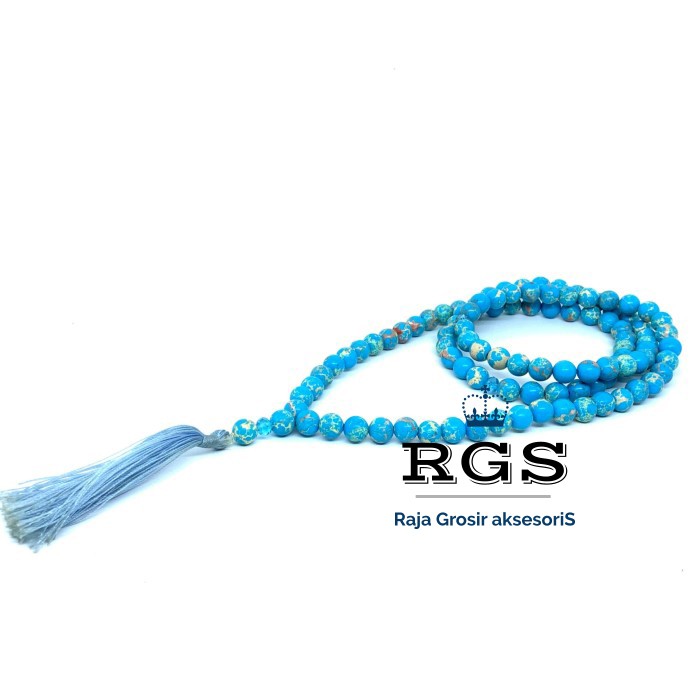 Tasbih Batu Pirus Persia 99 Butir Asli Natural