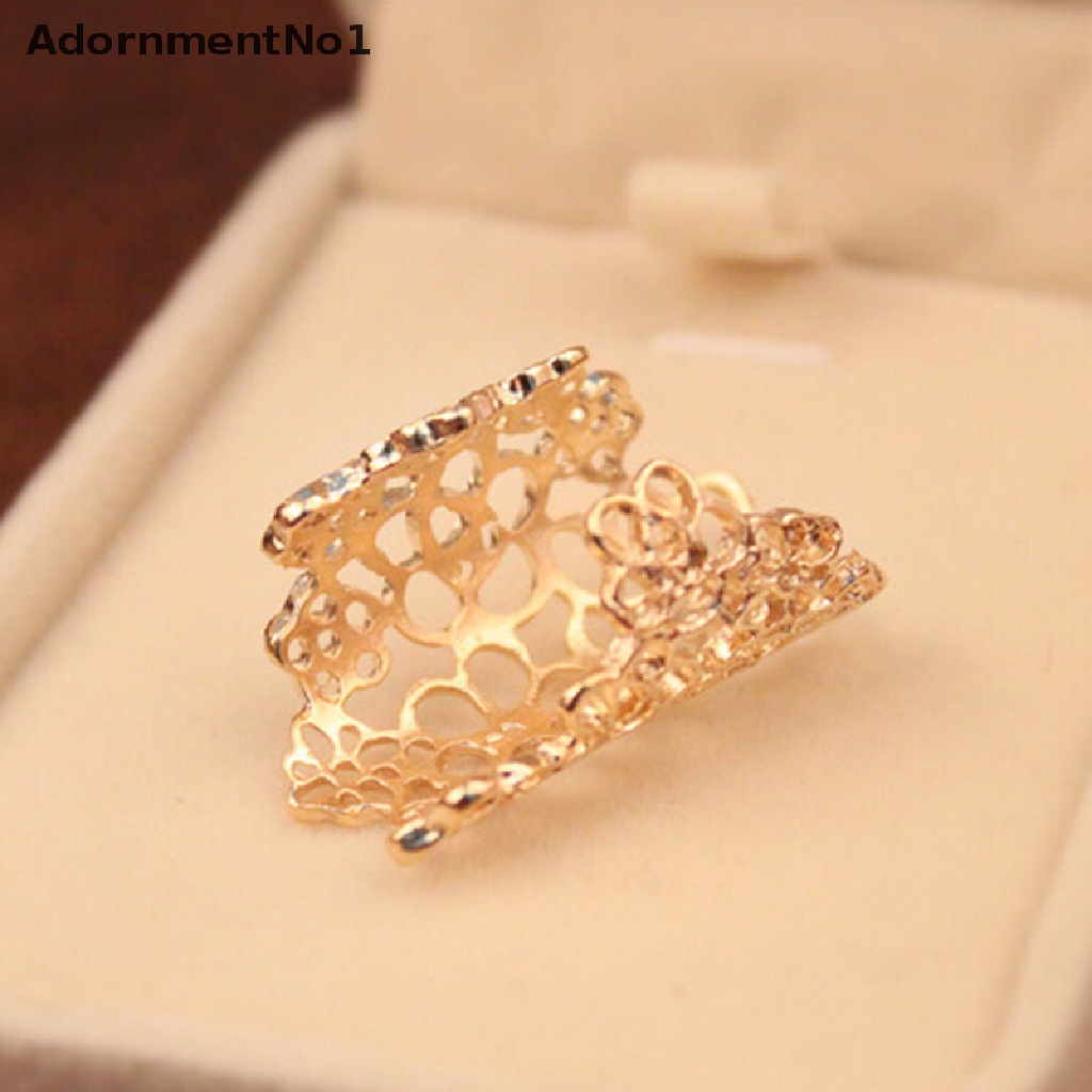 (AdornmentNo1) Cincin Lace Motif Bunga Aksen Hollow Untuk Perhiasan Wanita