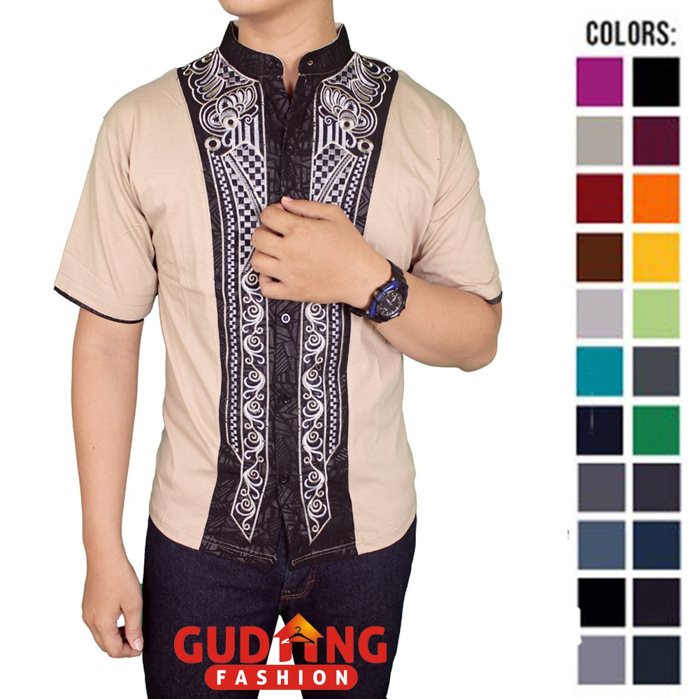 Baju Koko Dewasa Katun Lengan Pendek Bordir - Banyak Pilihan Warna KKS (COMB)