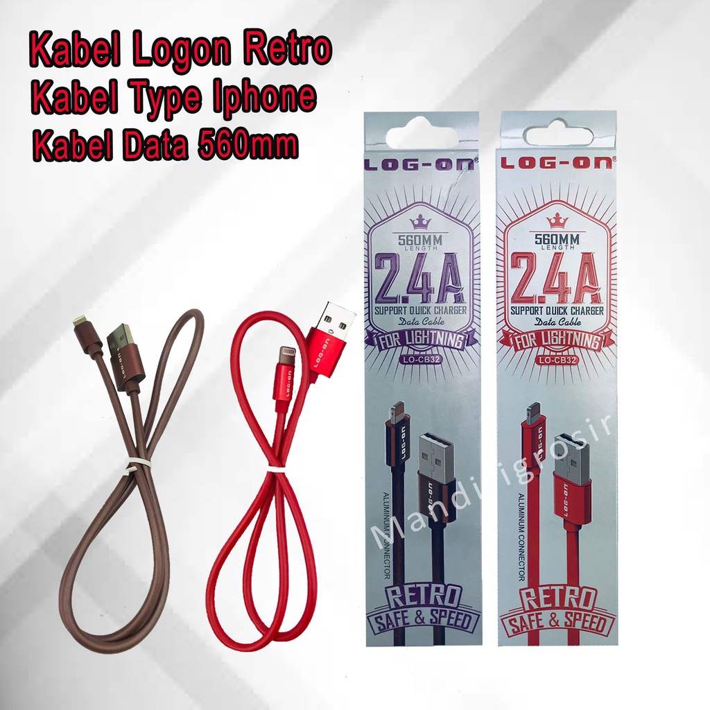 Kabel Type Lightning *Kabel Logon Retro * Kabel Charger 560mm * LO-CB32