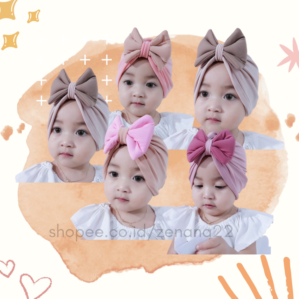 Turban bayi Pita Kupu 2 Warna Bandana Bayi Perempuan Cantik Umur 0 - 2 Tahun