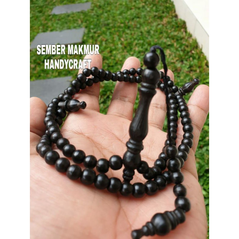 TASBIH KAYU BERTUAH GALI KELOR HITAM SERAT BESI SIZE 6 MM KUALITAS SUPER 100 % ASLI TERMURAH