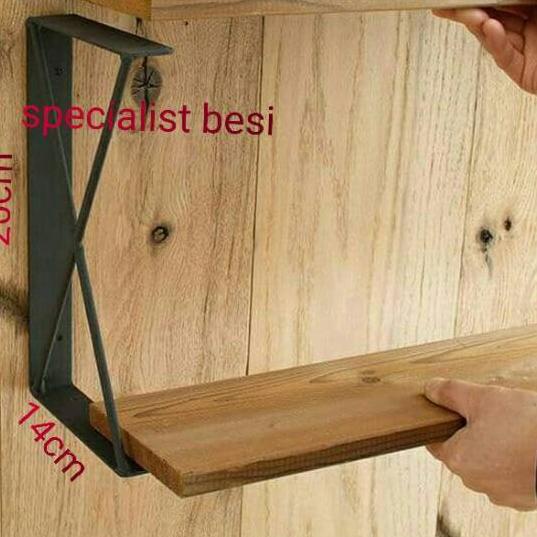 Klik Beli ✶ Rak besi siku penyangga rak ambalan;
