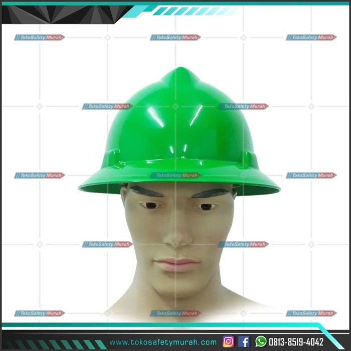 Helm Safety Full Brim FullBrim MSA Lokal  Fastrack MSA Lokal Hijau - Putih