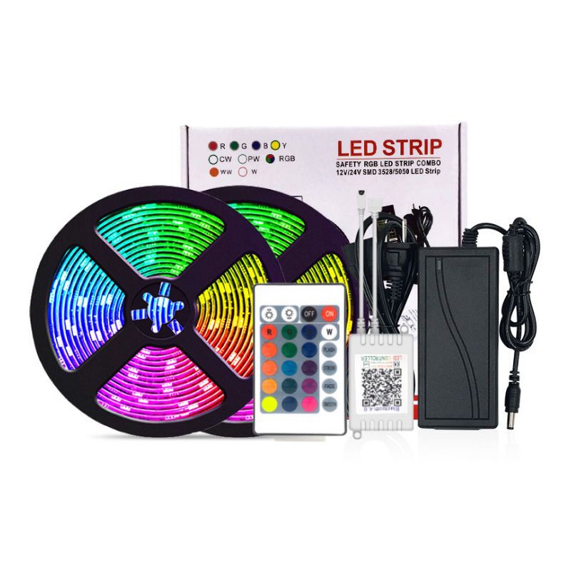 LED Strip 2835 / 5050 10Meter RGB Lengkap Remote BESAR