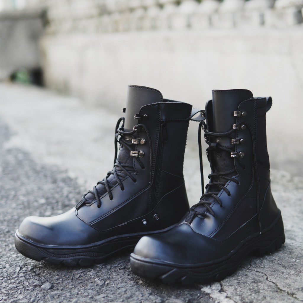 BISA COD !!! SEPATU PRIA BOOTS SAFETY BLACK FORCE HAWK SEPATU TINGGI ZIPPER