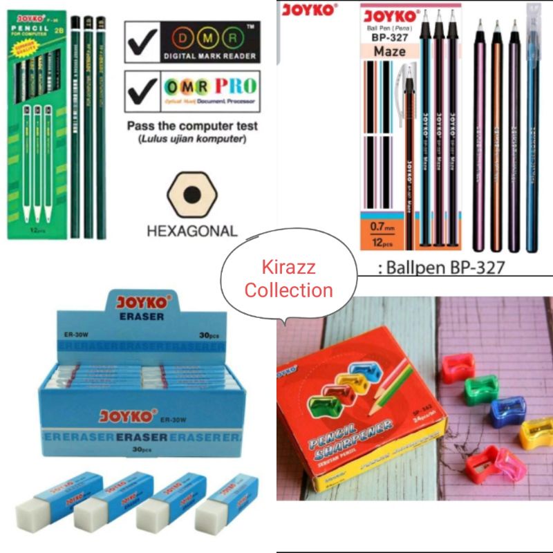 

Paket Alat Tulis 4in1Joyko Murah+Plastik Kemasan (Pulpen,Pensil,Penghapus,Rautan)