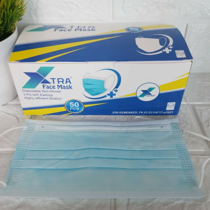 MASKER 3 PLY MASKER EARLOOP MASKER NON MEDIS DISPOSABLE FACE MASK 1 BOX ISI 50 PCS