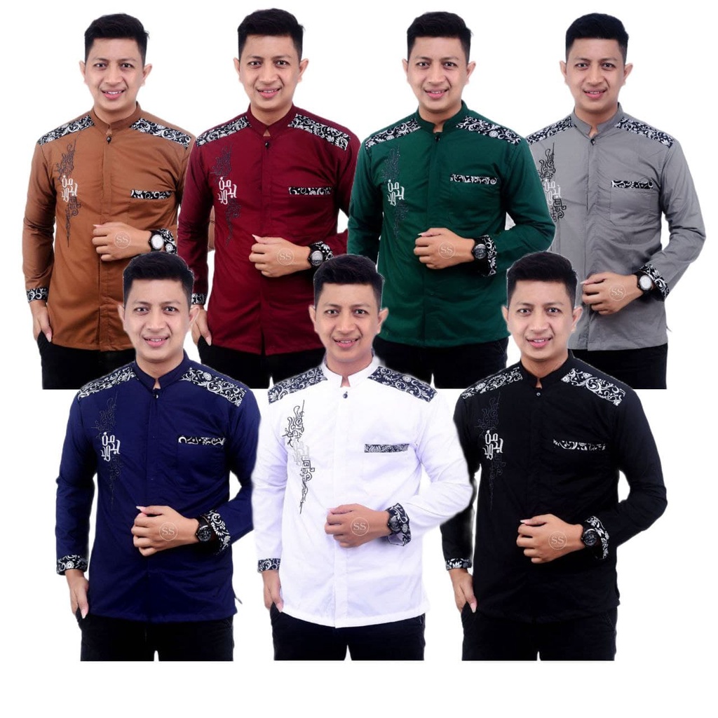 Koko Batik Fashion Muslim Kombinasi C07 Al Haramain Hijau S/M/L/XXL Dewasa