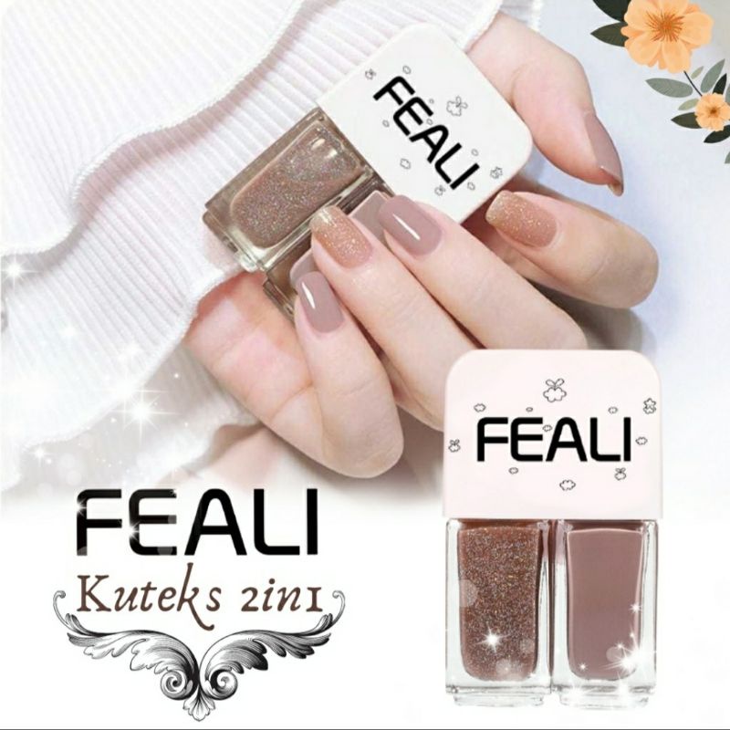 FEALI 2IN1 KUTEK HALAL KUTEKS 2 TONE KUTEK KOREA Cat Kuku muslimah Gel Nail polish - Pretty Mart ( Surabaya ) ( COD )