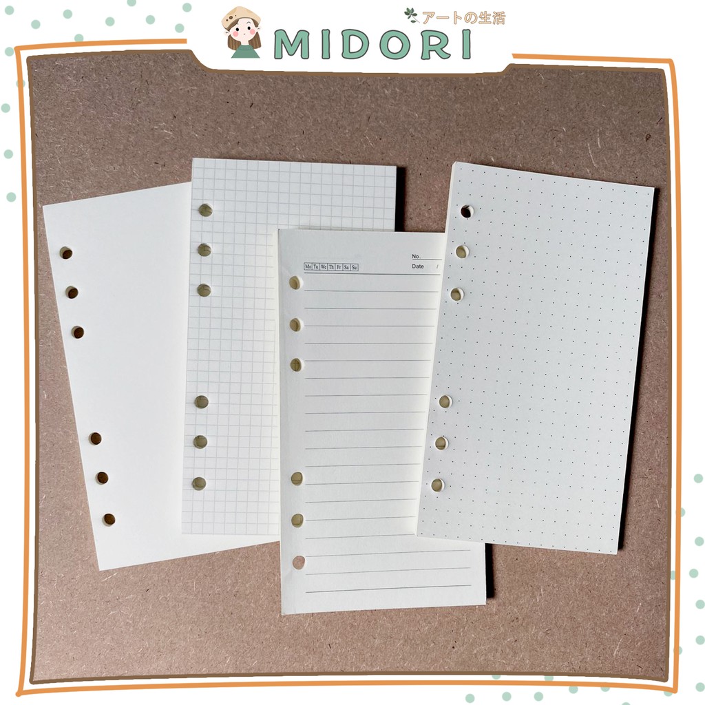 [MIDORI] Isi Binder A5 A6 A7 Polos Bergaris Refill Binder Kertas Binder - E0011