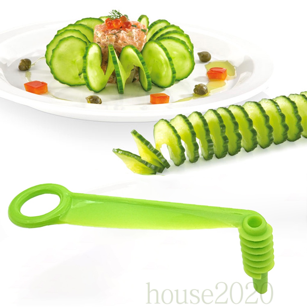 [HOUSE2020]Spiral Slicer Plastic Handheld Cucumber Slicing Tool Vegetable Fruit Slicer Kitchen Accessory Color Random