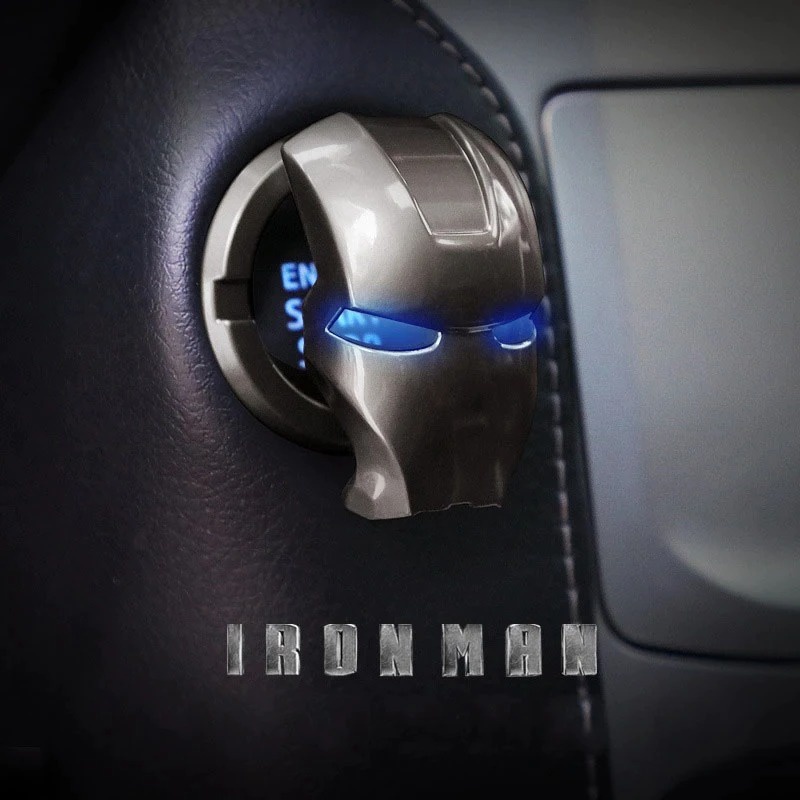 Dekorasi Cover Tombol Start Stop Engine Mobil Car Button Protective Model Iron Man - MV01 - Silver