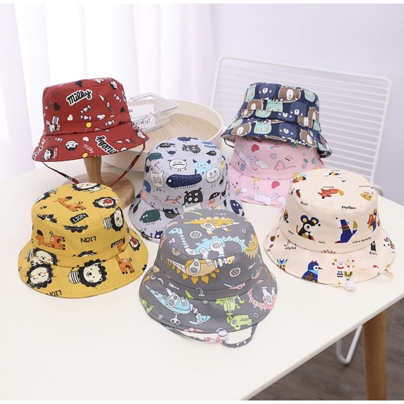 2 3 4 tahun Topi Bucket Baru Import Dengan Tali Various Animal