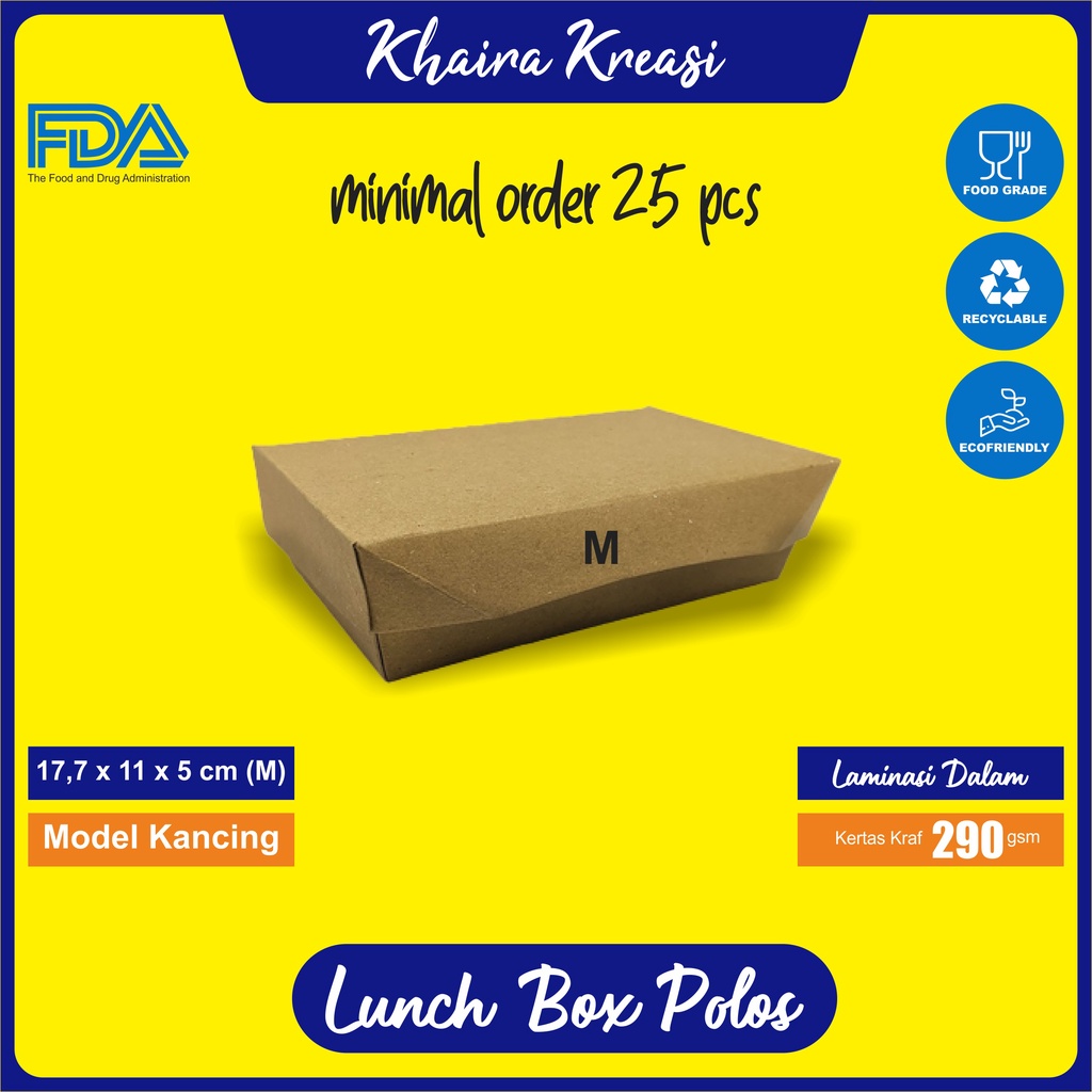 Jual Lunch Box Kotak Makan Box Makanan Dus Makanan Kertas Kraft Gsm Minimal Pcs