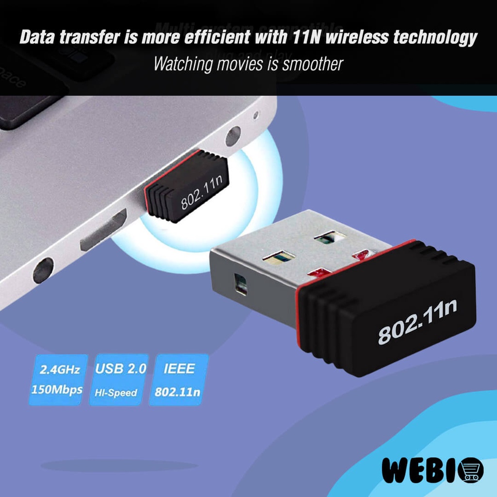 USB WiFi Adapter Dongle Wireless Mini Receiver PC Laptop Komputer Donggle WiFi Eksternal 802.11n 150 Mbps