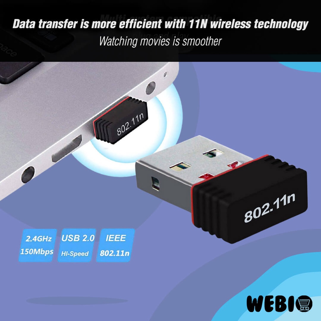 USB WiFi Adapter Dongle Wireless Mini Receiver PC Laptop Komputer Donggle WiFi Eksternal 802.11n 150 Mbps