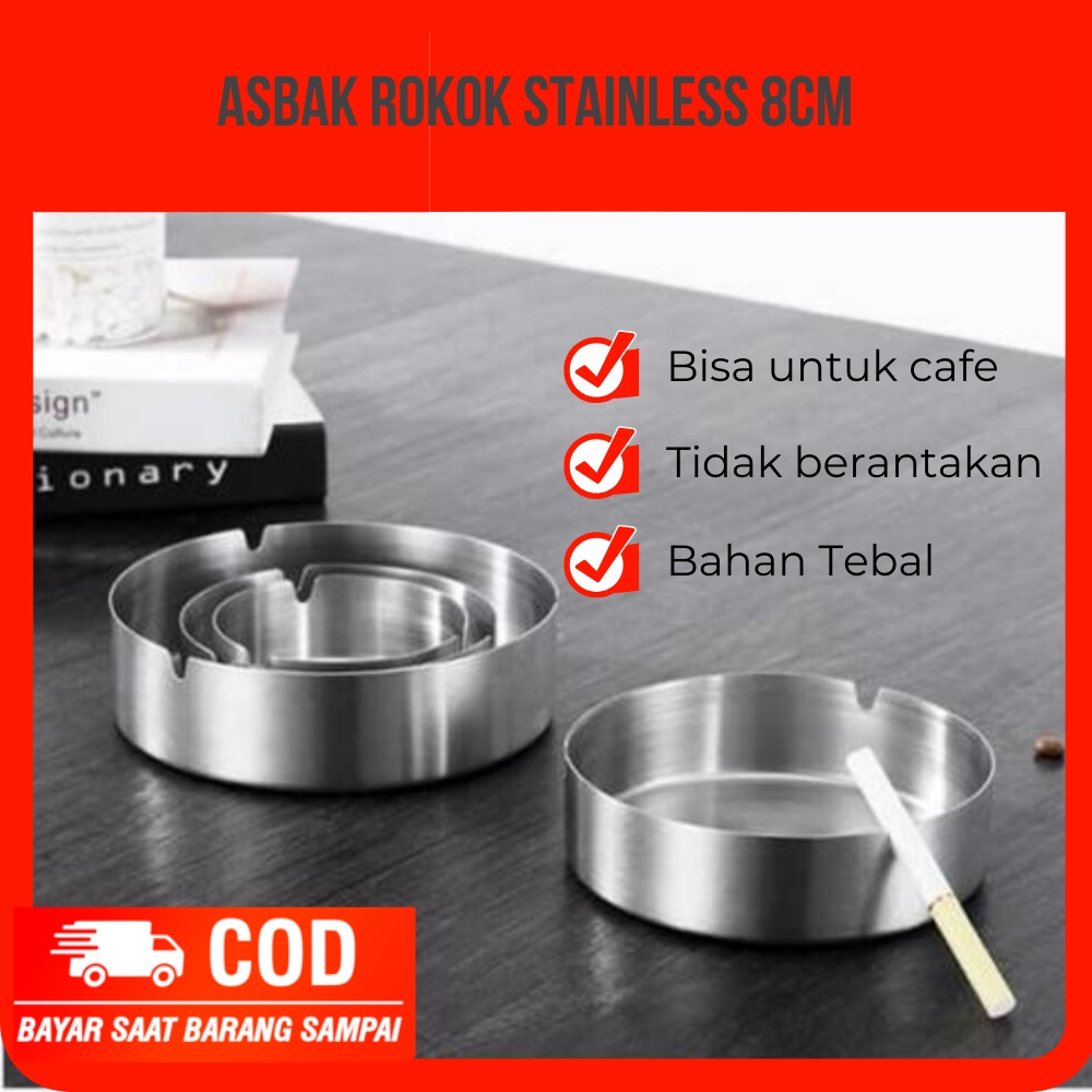 Jual Asbak Rokok Stainless Roko Besi Stenlis Stainles Steel Hotel Cafe Bulat Awet Mini Tempat