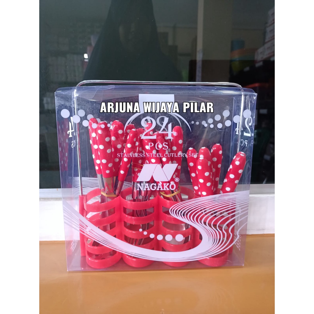 SENDOK GARPU MAKAN SET POLKADOT nagako +Bubblewrap