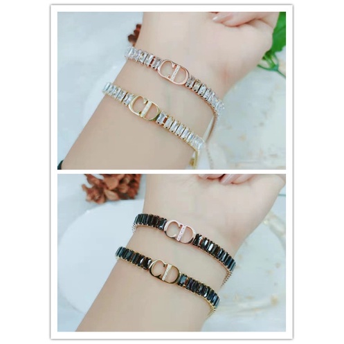 Gelang Titanium Permata Putih/hitam Perhiasan Fashion P02