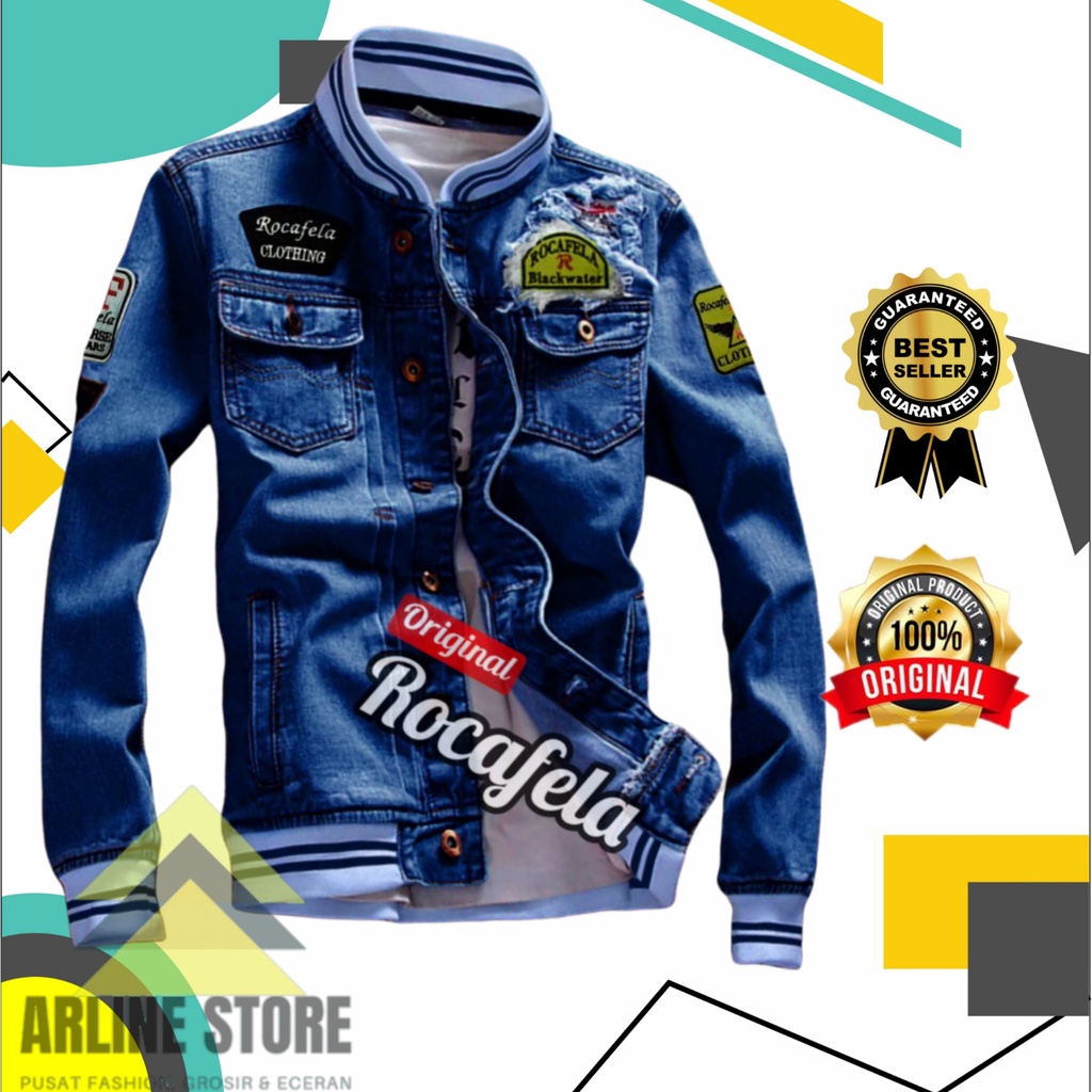 Jaket Jeans Sobek Denim Pria Keren Premium Jacket Jins Murah Cowok Emblem Original Distro Bandung Je