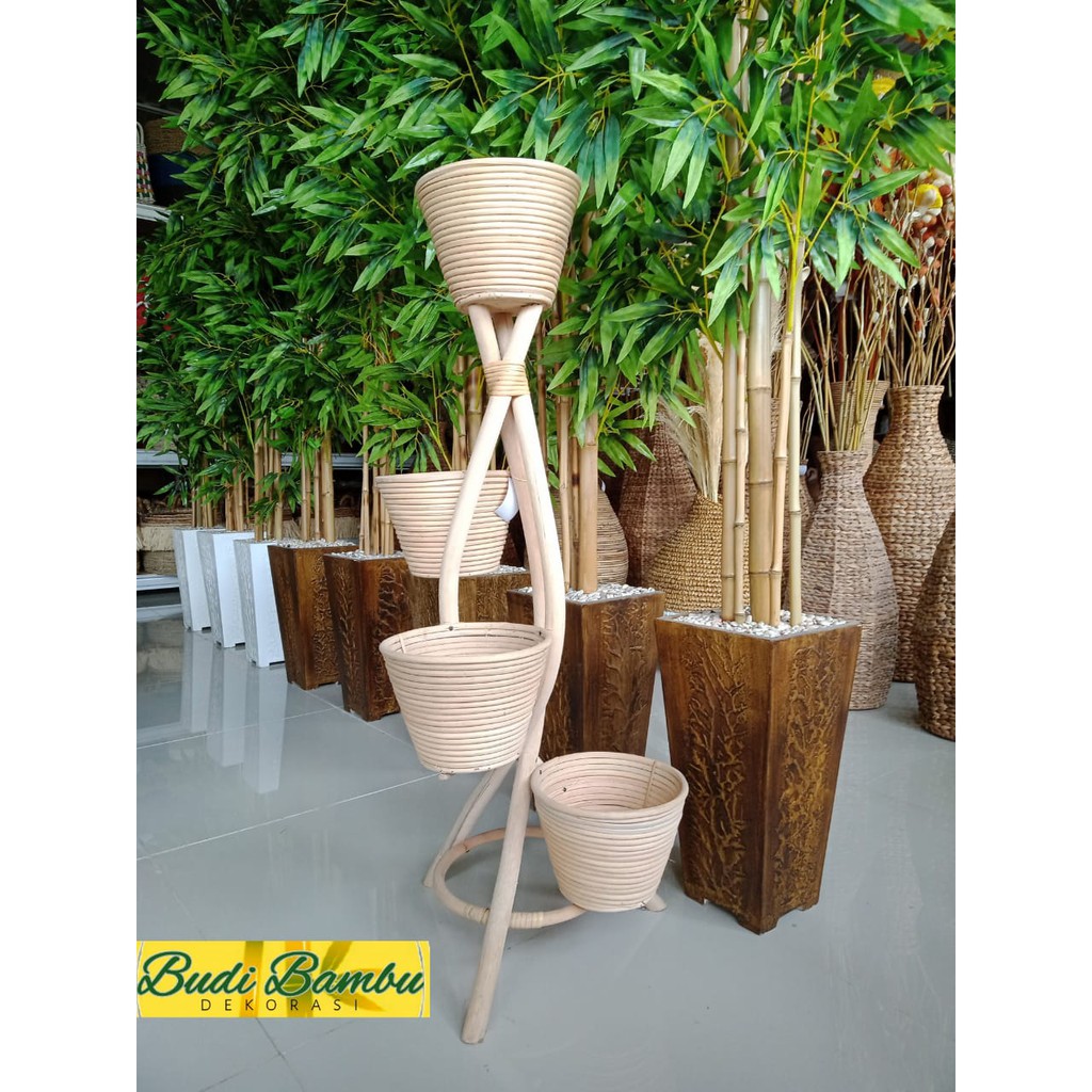 HOME DEKOR POT ROTAN SUSUN EMPAT CANIK MURAH