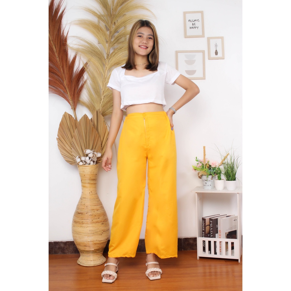 RX Fashion - Dheani Highwaist / Soleil Kulot Anti Ngantung Wanita / MELVA SLIT PANTS Kulot highwaist -BN