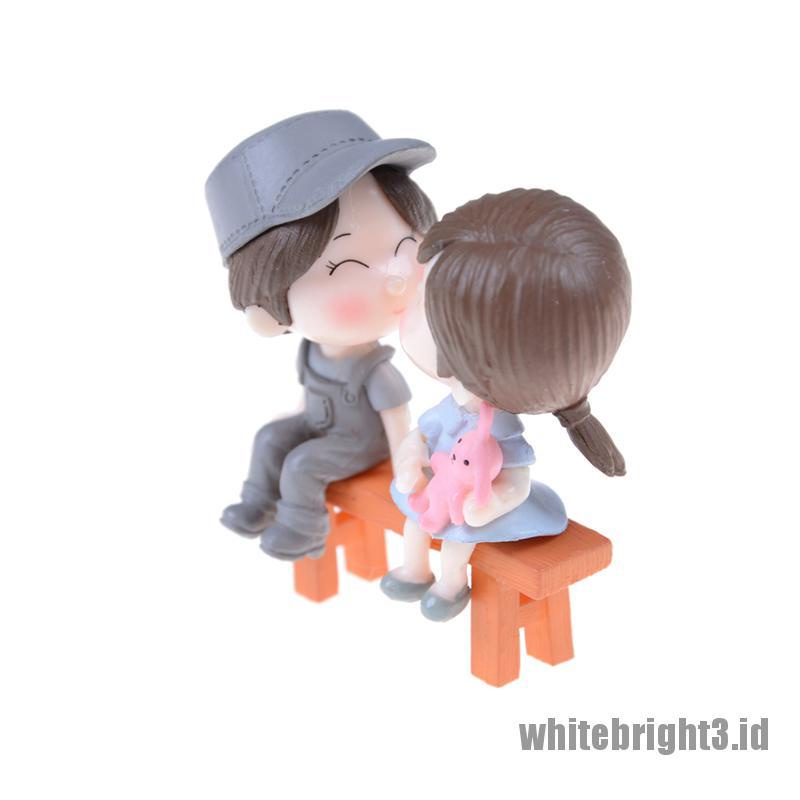 (white3) 3pcs / set Miniatur Pasangan Kekasih Untuk Dekorasi Rumah Boneka