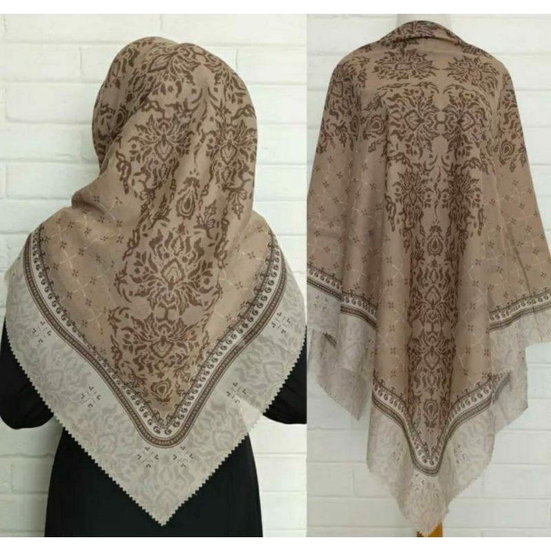 NEW JILBAB HIJAB VOAL MOTIF SYAR'I 130X130 PREMIUM SQUARE LASERCUT KERUDUNG SEGI EMPAT-ANGGREK COKSU