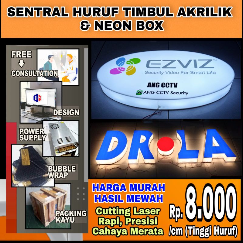 Jual Huruf Timbul Akrilik Lampu Nyala / Acrylic LED / Letter Sign