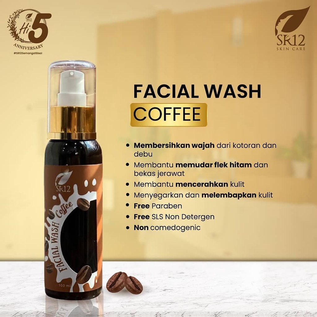 FACIAL WASH COFFEE SR12 100ml Ekstrak Kopi Canephora Membersihkan Wajah BPOM