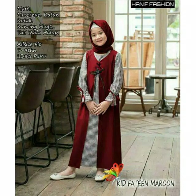 Gamis anak 1set fashmina usia 7-9 th /gamis anak perempuan muslimah/gamis muslimah anak/gamis syari anak