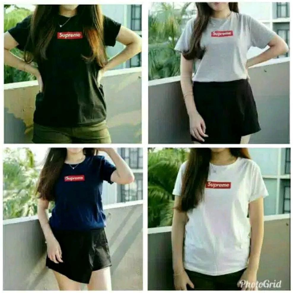 Kaos Lengan Pendek - Baju Kaos Supreme - Baju Atasan Wanita - Kaos Oblong Kekinian