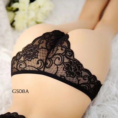TERBAIK CELANA DALAM SEKSI CD GSTRING WANITA SEXY UNDERWEAR BROKAT HITAM GS08A