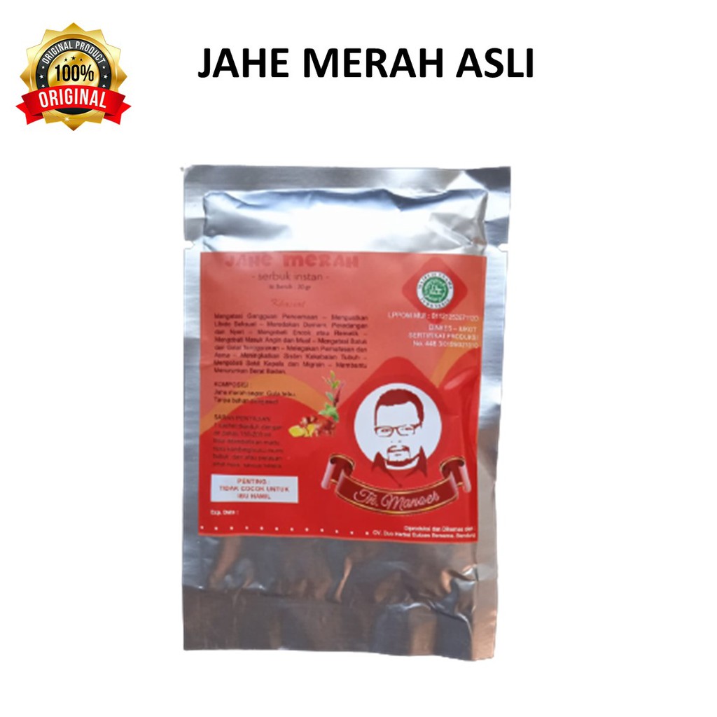 Jahe Merah 100% Asli Premium Tn Manoer  20 gr Minuman Herbal menjaga stamina dan Imunitas tubuh