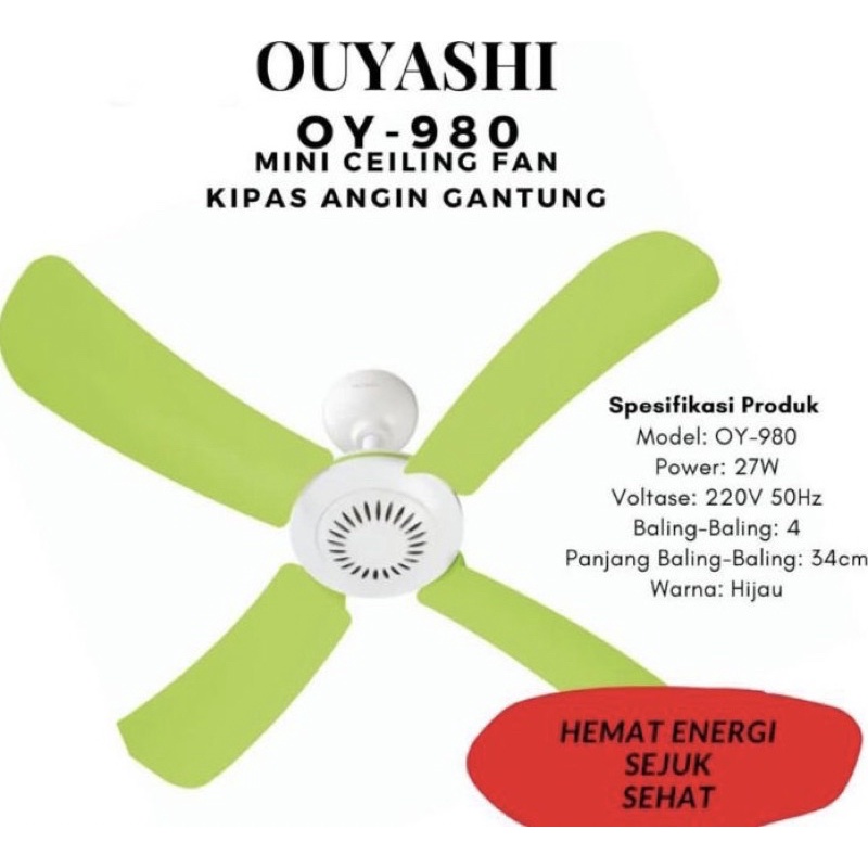 CEILING FAN HELIFAN KIPAS ANGIN GANTUNG JUMBO BESAR OUYASHI OY-980 KENCANG AWET BERKUALITAS kipas ga