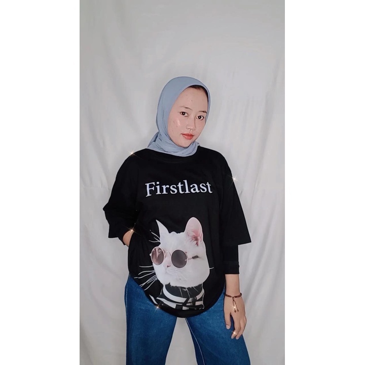 FIRSTLAST Oversized Tshirt Cat | Kaos Oversize Pria dan Wanita